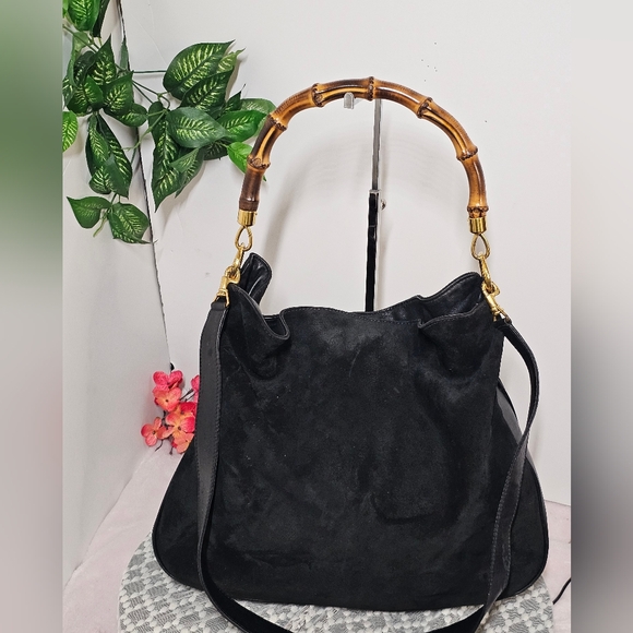 GUCCI BAMBOO LEATHER SUEDE CROSSBODY/SHOULDER BAG EUC - Picture 10 of 16